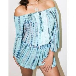 Khush Clothing Teal Tie Dye Strapless Romper